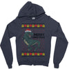 ugly dinosaur merry christmas Zipper Hoodie