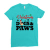 christmas dogs and paws Ladies Fitted T-Shirt