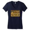 caution skinhead, ideal birthday gift or present Women's V-Neck T-Shirt