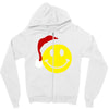 smiley face wears santa hat merry christmas Zipper Hoodie