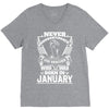 Never Underestimate Dog Rescuer Who Was Born January V-Neck Tee