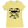 shark chart light blue t shirt Ladies Fitted T-Shirt