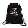 dirty stuff cool Drawstring Bags