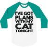 plans with my cats tonight 3/4 Sleeve Shirt