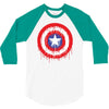 captain america dying bleeding logo 3/4 Sleeve Shirt