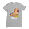 yoga pug exhale Ladies Fitted T-Shirt