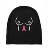 breast with pink ribbon Baby Beanies