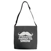 mustaching through snow Adjustable Strap Totes