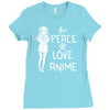 peace love anime Ladies Fitted T-Shirt