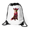floral fox Drawstring Bags