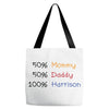 mommy daddy harrison baby name Tote Bags
