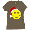 smiley face wears santa hat merry christmas Ladies Fitted T-Shirt