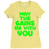 gym gains fitness slogan Ladies Fitted T-Shirt