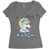 unicorns are born in march cute unicorn Women's Triblend Scoop T-shirt