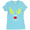reindeer face novelty christmas Ladies Fitted T-Shirt