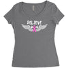 angel wing believe breast cancer Women's Triblend Scoop T-shirt