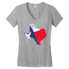 Eroded Texas Map With Flag Women's V-Neck T-Shirt