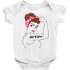 girl power survivor breast cancer Baby Bodysuit