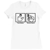 push button receive bacon t shirt funny awesome nerdy geeky humor tee Ladies Fitted T-Shirt