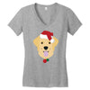 golden retriever dog with red santa's hat Women's V-Neck T-Shirt