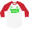 fun monster face, eat, beast, 3/4 Sleeve Shirt
