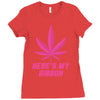 Support Breast Cancer Awareness With A Pink Cannabis Leaf Ladies Fitted T-Shirt