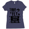 TIME TO FLY TO LONDON PARIS NEW YORK Ladies Fitted T-Shirt