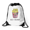 Burger and Fries Best Friends Drawstring Bags