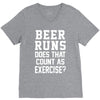 beer runs does that count as exercise funny V-Neck Tee