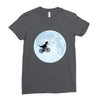 Biker Dinosaur - Dinosaur Riding A Bike To The Moon Ladies Fitted T-Shirt