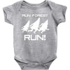 run forest run white color Baby Bodysuit