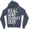 real men shoot raw Zipper Hoodie