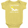 caution men at work Baby Onesie
