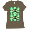 sad alien and daisy nineties grunge pattern Ladies Fitted T-Shirt