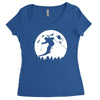 skiier moon moonlight silhouett Women's Triblend Scoop T-shirt