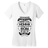 Super Cool Momma Of A Freaking Awesome Son Women's V-Neck T-Shirt