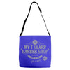 my t sharp barber shop Adjustable Strap Totes