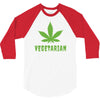 Vegetarian Pot Leaf 3/4 Sleeve Shirt