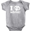 i love m&ouml;pse funny Baby Onesie