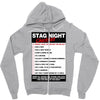 funny stag night checklist, ideal gift, christmas present Zipper Hoodie