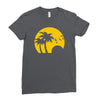 beach silhouette birds sand sunset Ladies Fitted T-Shirt