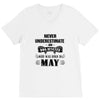 never underestimate an old man who was born in may V-Neck Tee