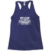my gun is bigger Racerback Tank