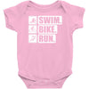 v6 swim bike run Baby Onesie