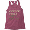 coffee then guitar Racerback Tank