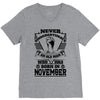 Never Underestimate Old Man Who Was Born November V-Neck Tee
