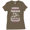 Warning I Belong To A Trucker Ladies Fitted T-Shirt