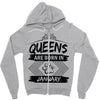Queens Are Born In January Zipper Hoodie