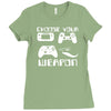 choose your weapon gamer finny retro Ladies Fitted T-Shirt