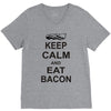 keep calm and eat bacon t shirt funny parody meat tee food pig hog bre V-Neck Tee